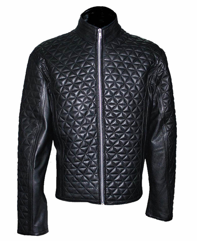 True Blood Eric Northman Black Leather Quilted Jacket