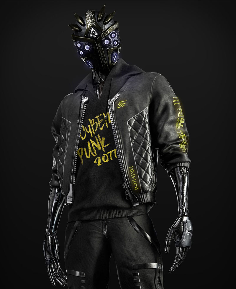 Cyborg Cyberpunk 2077 Black Leather Jacket