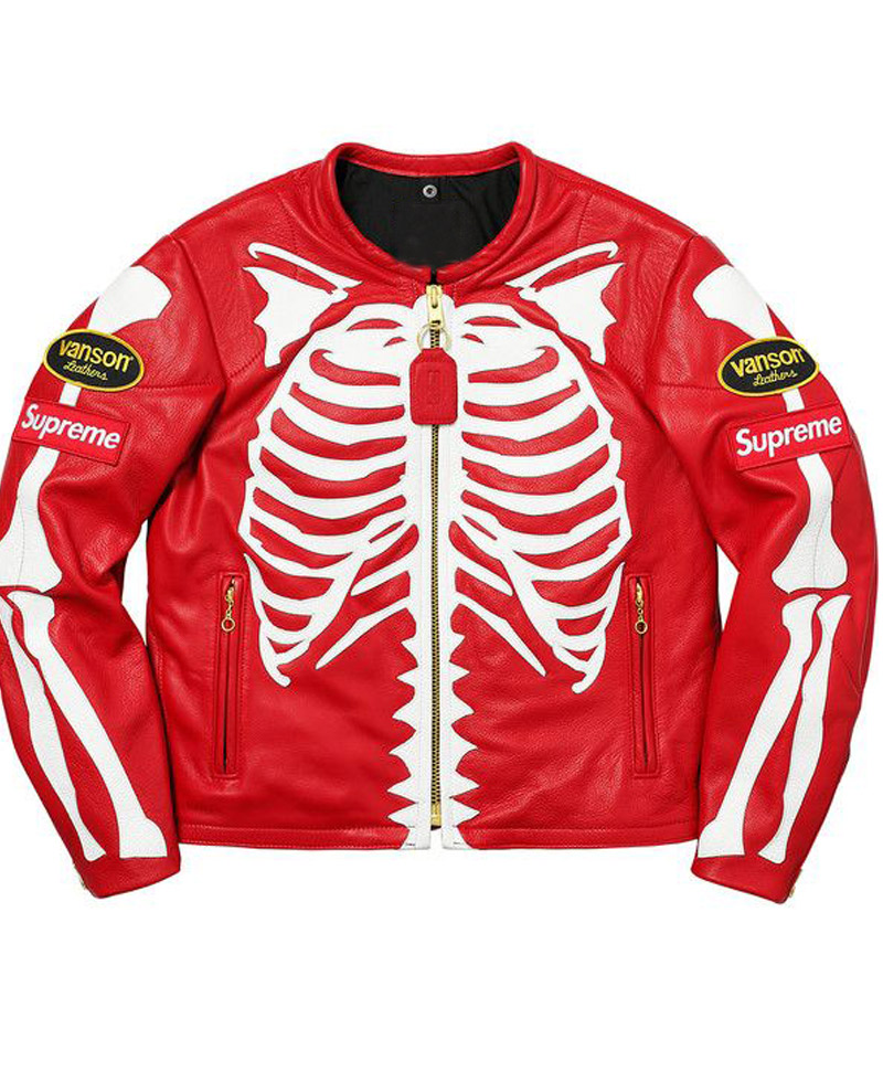 Men's Skeleton Red Vanson Leather Jacket