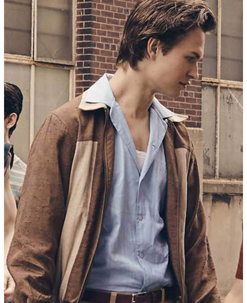 West Side Story Ansel Elgort Brown Jacket