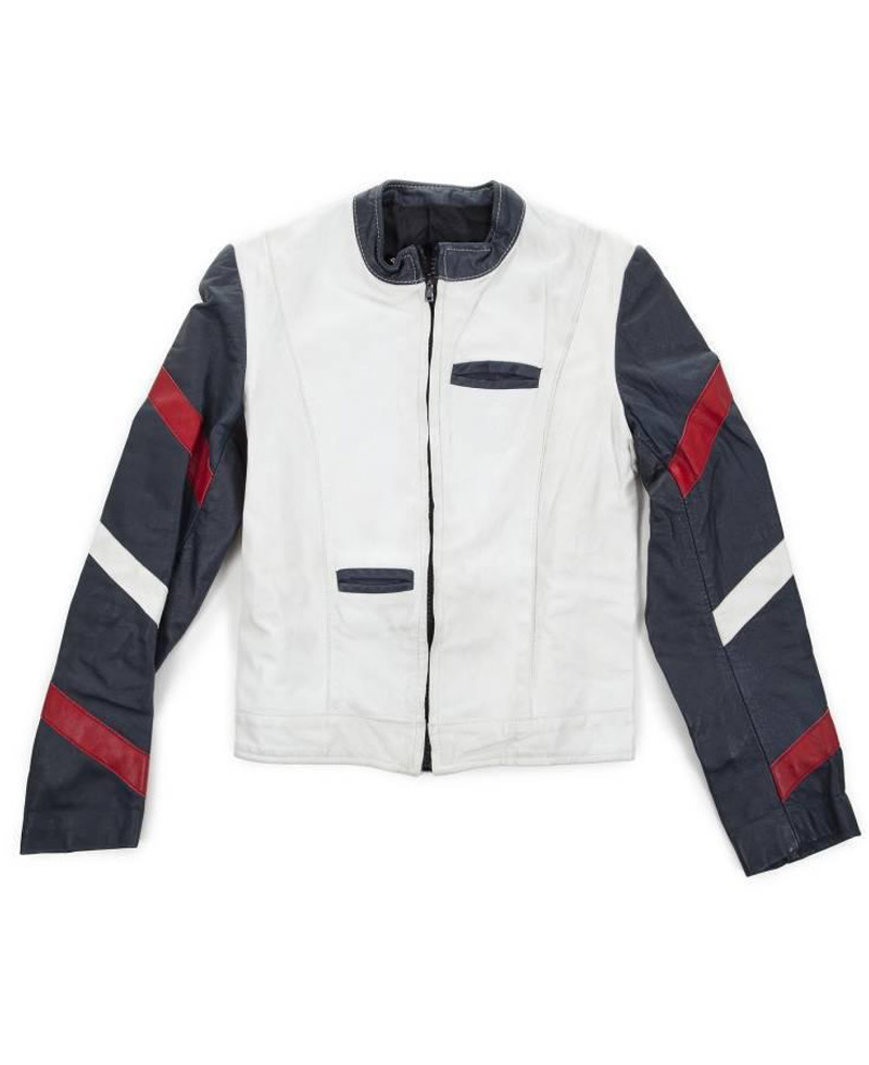 Bruce Lee White and Black Leather Jacket