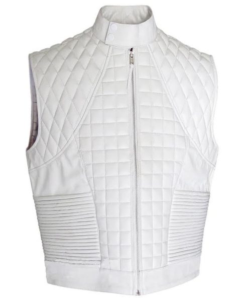 Justin Bieber Quilted White Leather Vest