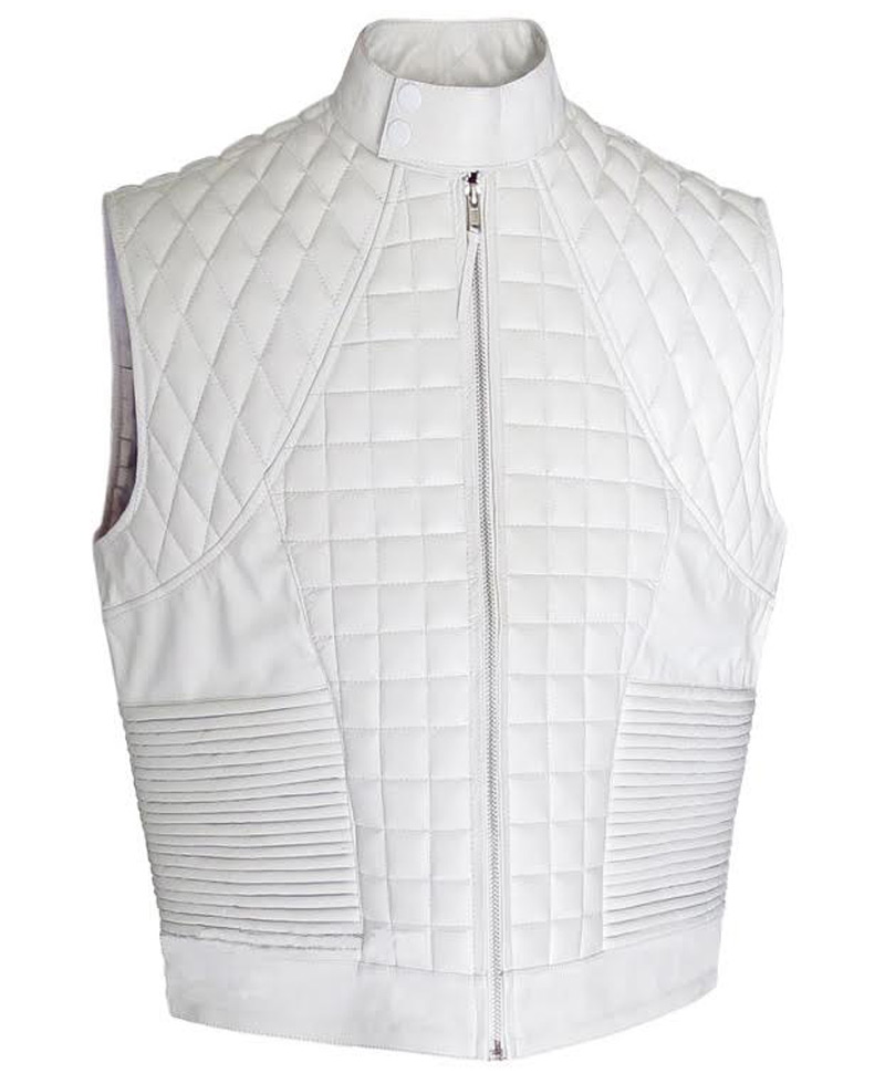 Justin Bieber Quilted White Leather Vest
