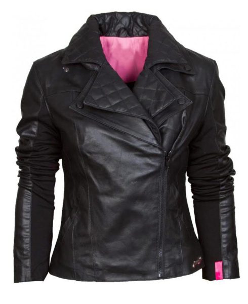 Women's Biker Asymmetrical Black Leather Jacket