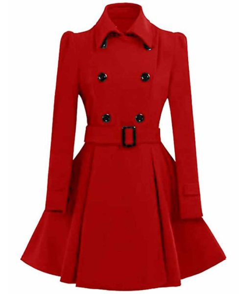 Women's Double Breasted Swing Wool Peacoat