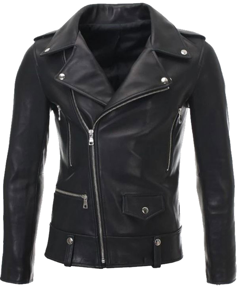 Women's FJ049 Motorcycle Asymmetrical Sheepskin Black Leather Jacket