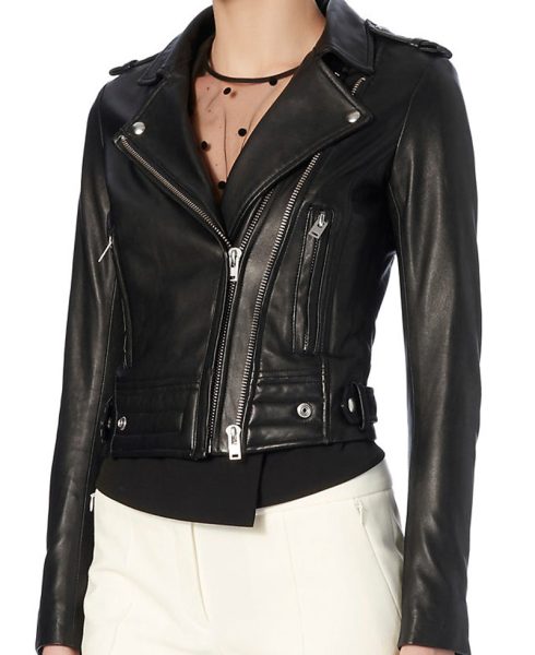 Women's Las Vegas Black Leather Motorcycle Jacket