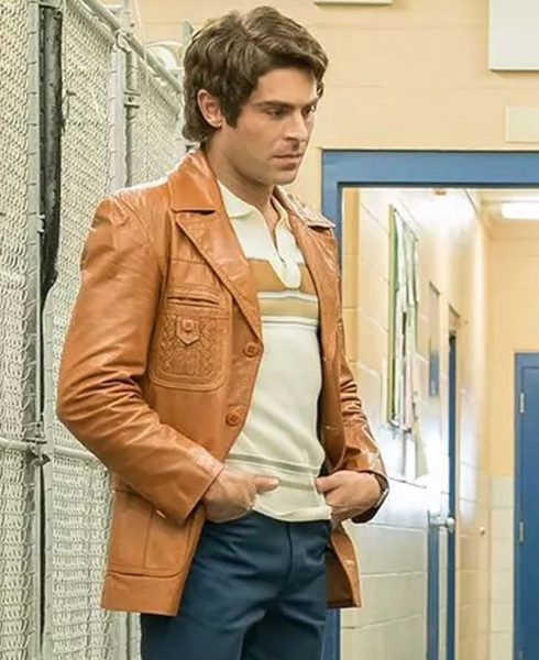 Zac Efron Extremely Wicked Tan Brown Leather Jacket