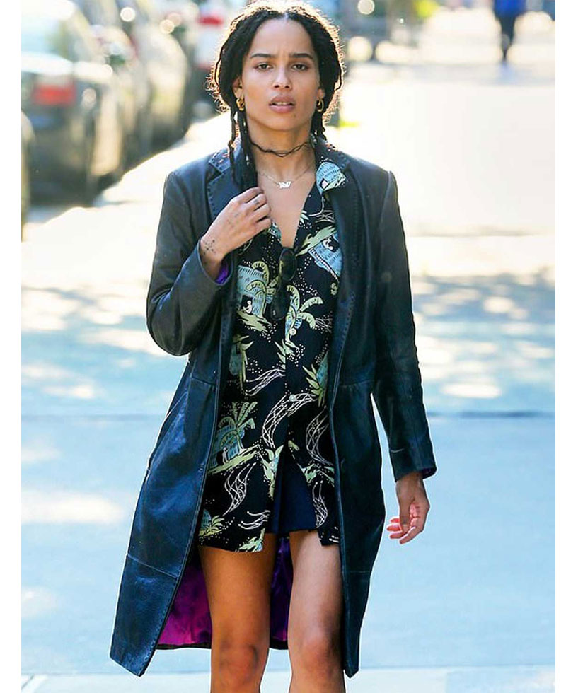 Zoe Kravitz High Fidelity Black Leather Coat